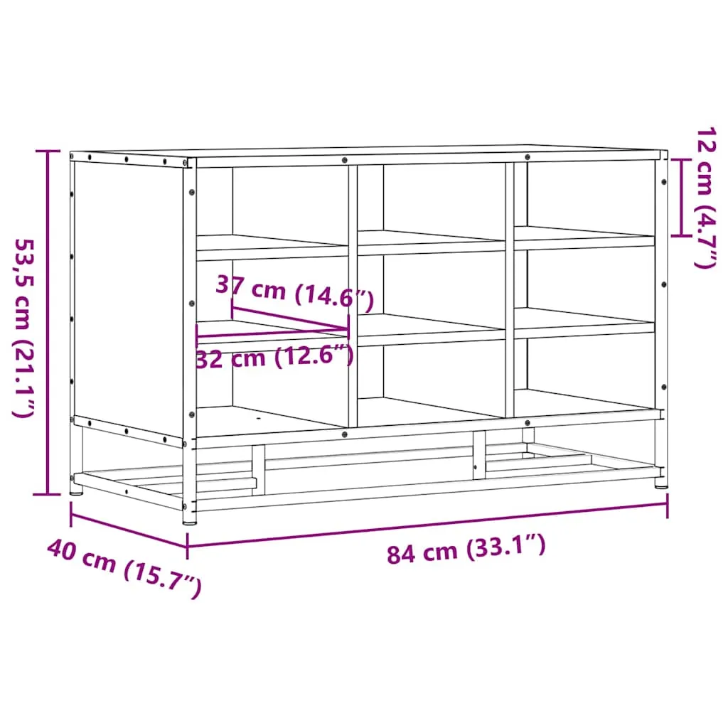 Shoe Bench Black 84x40x53.5 cm Engineered Wood and Metal