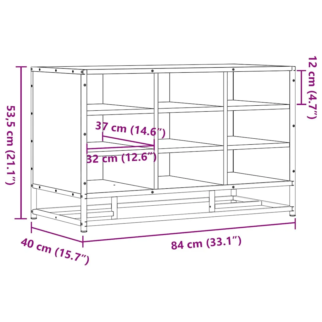 Shoe Bench Brown Oak 84x40x53.5 cm Engineered Wood and Metal