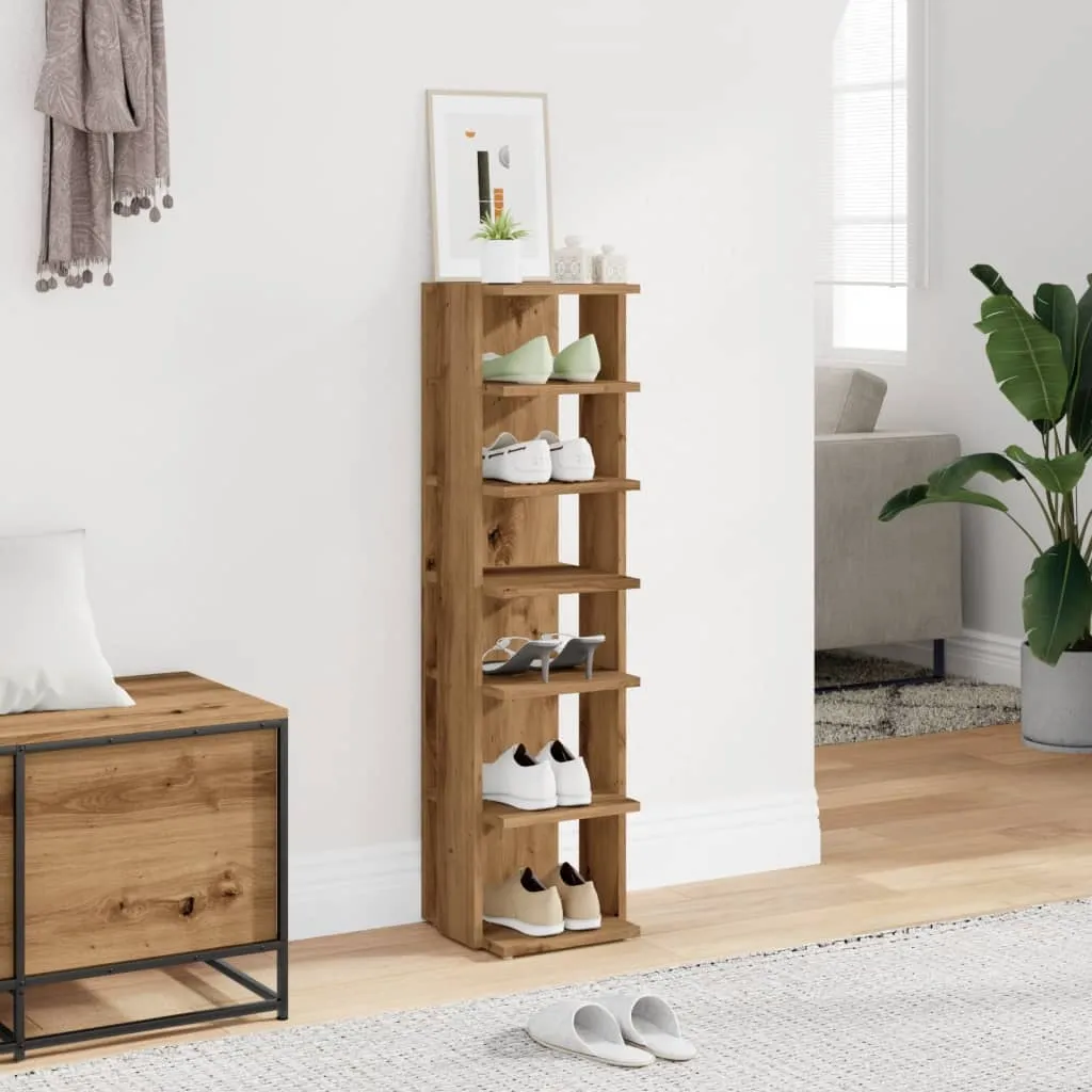 Shoe Cabinet Artisan Oak 28x27x102 cm Engineered Wood