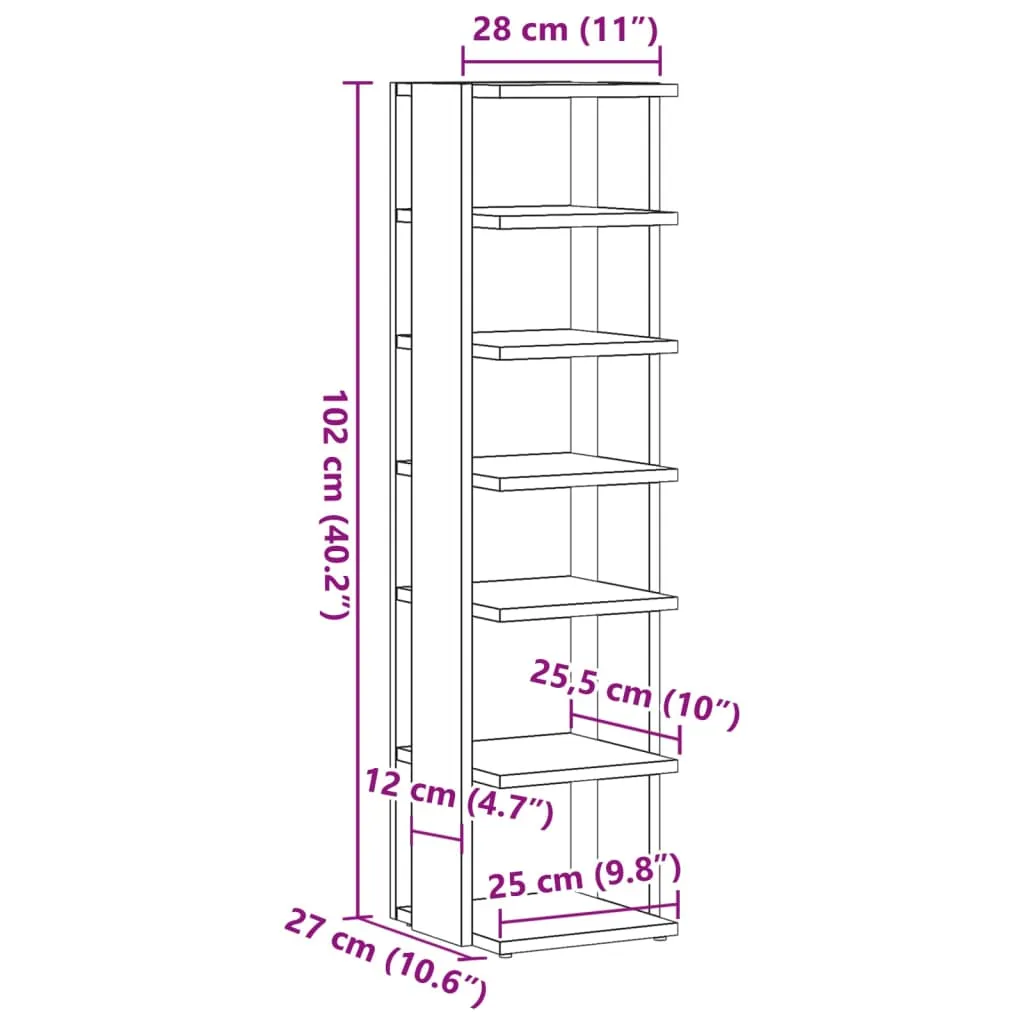 Shoe Cabinet Artisan Oak 28x27x102 cm Engineered Wood