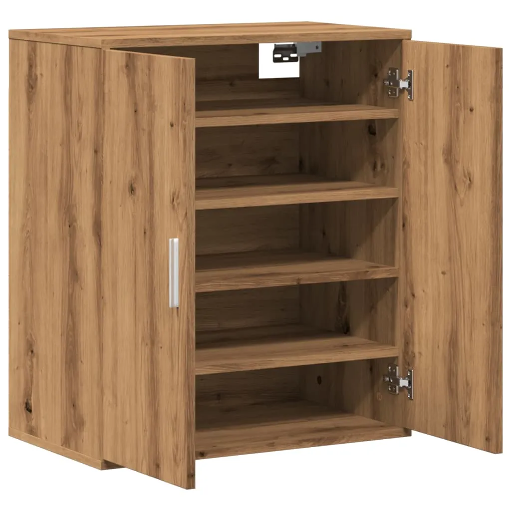 Shoe Cabinet Artisan Oak 60x35x70 cm Engineered Wood