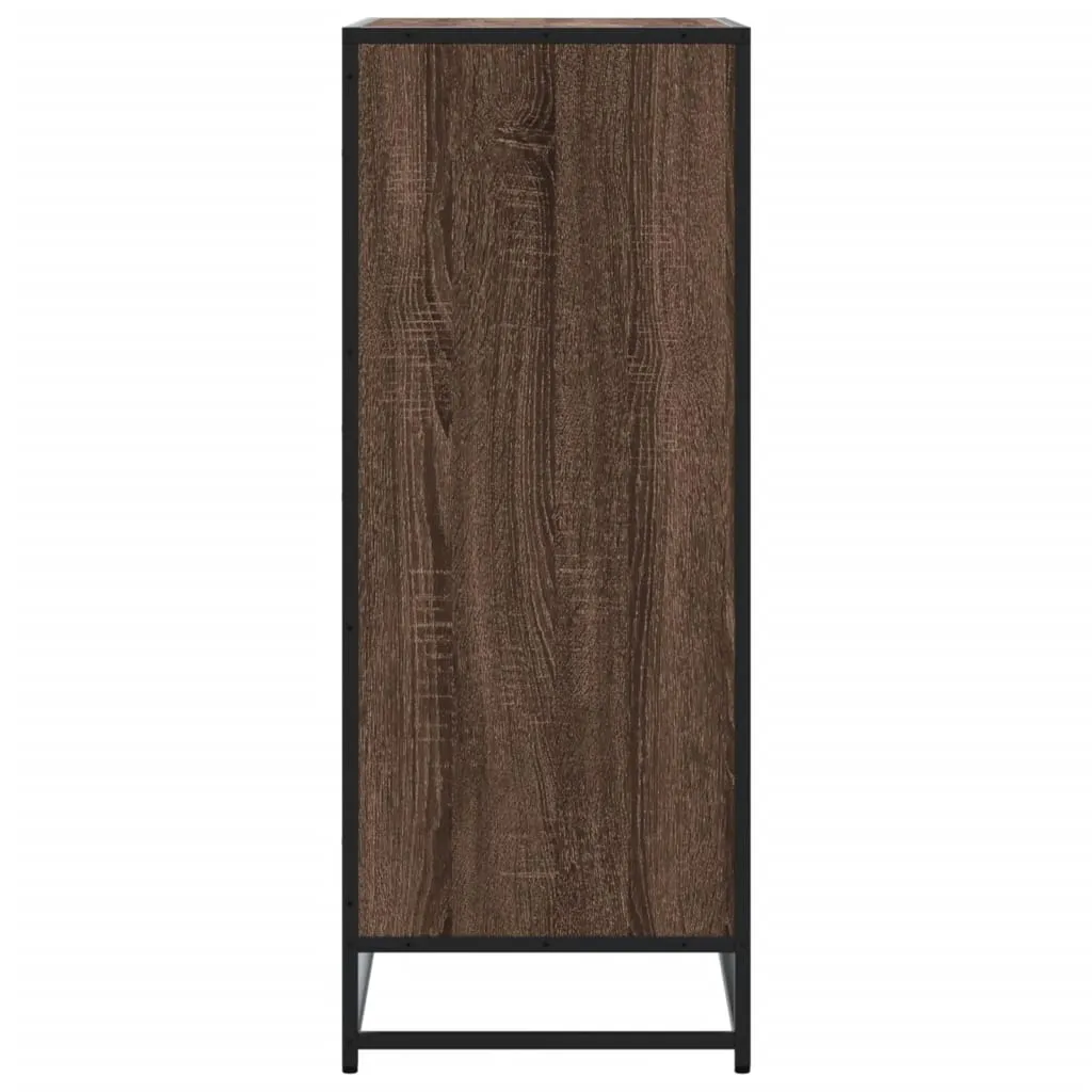 Shoe Cabinet Brown Oak 75x38x97.5 cm Engineered Wood and Metal