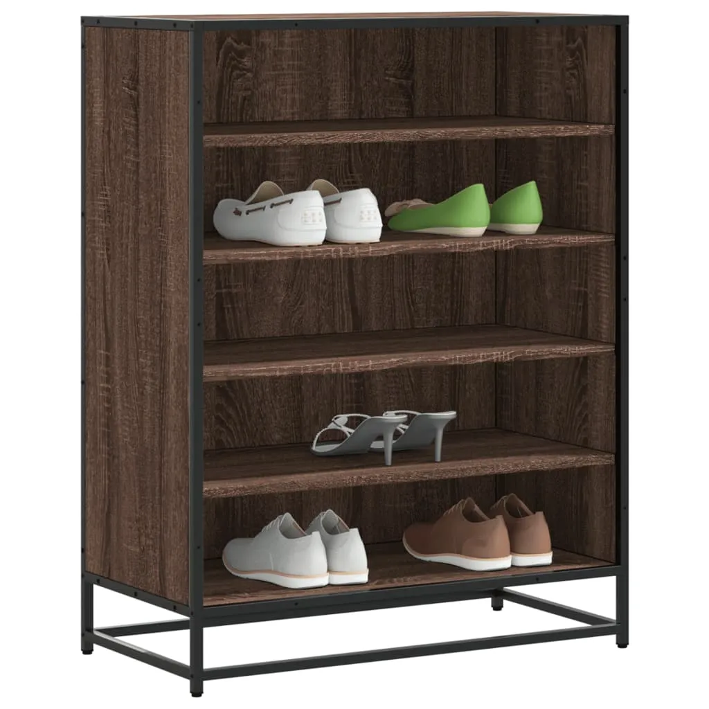 Shoe Cabinet Brown Oak 75x38x97.5 cm Engineered Wood and Metal