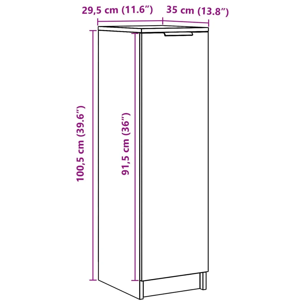 Shoe Cabinet Old Wood 29.5x35x100.5 cm Engineered Wood