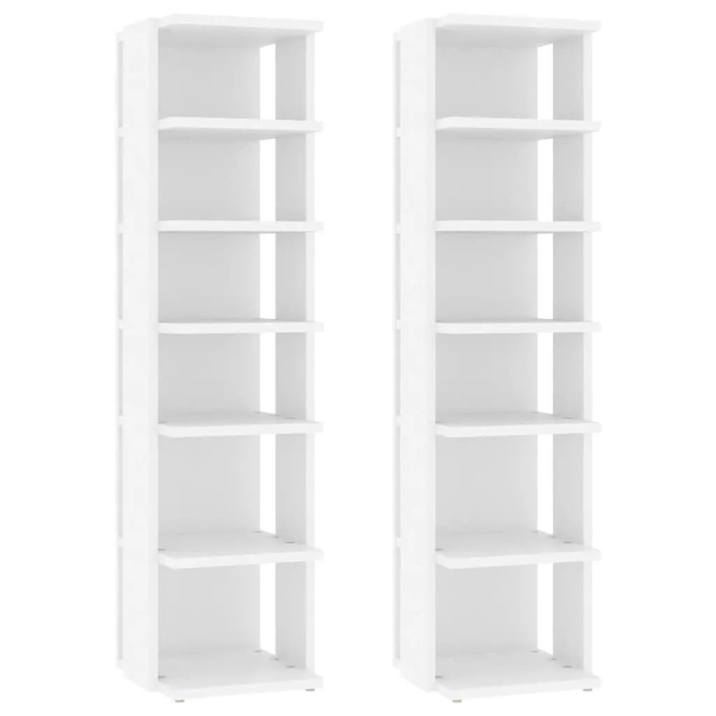 Shoe Cabinets 2 pcs White 27.5x27x102 cm Engineered Wood