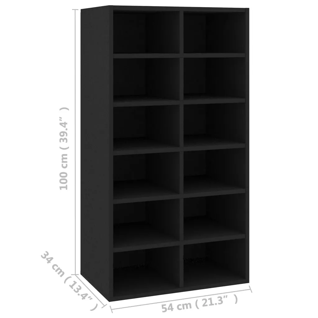 Shoe Rack Black 54x34x100 cm Chipboard