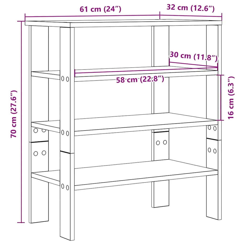 Shoe Rack Black 61x32x70 cm Engineered Wood