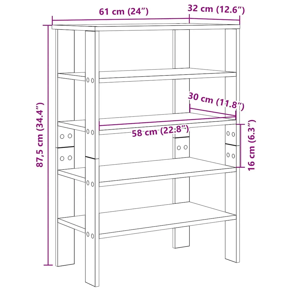 Shoe Rack Concrete Grey 61x32x87.5 cm Engineered Wood