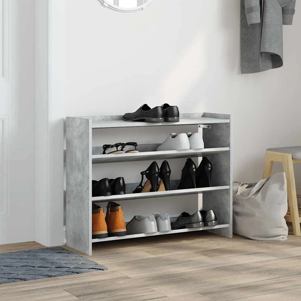 Shoe Rack Concrete Oak 80x25x61.5 cm Engineered Wood