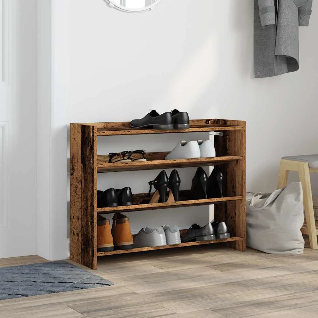 Shoe Rack Old Wood 80x25x61.5 cm Engineered Wood