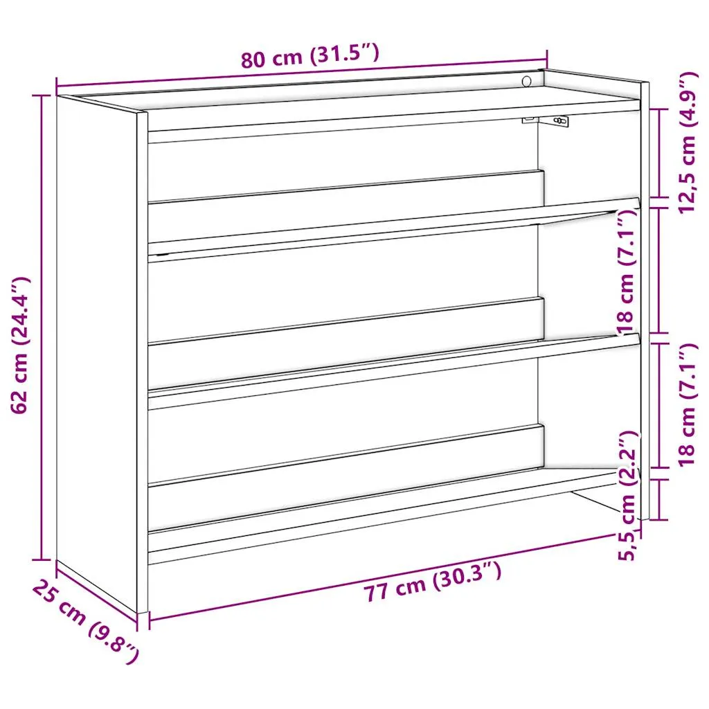 Shoe Rack Old Wood 80x25x61.5 cm Engineered Wood