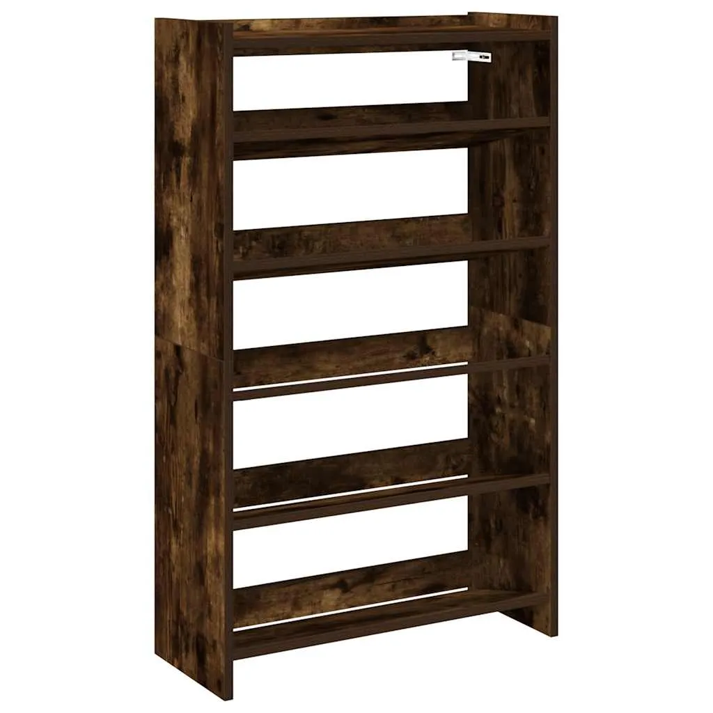 Shoe Rack Smoked Oak 60x25x100 cm Engineered Wood