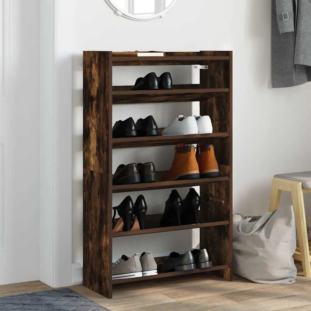 Shoe Rack Smoked Oak 60x25x100 cm Engineered Wood