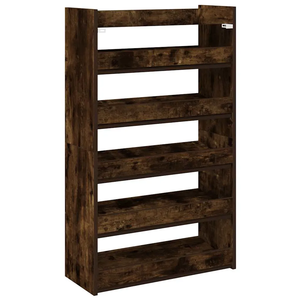 Shoe Rack Smoked Oak 60x25x100 cm Engineered Wood