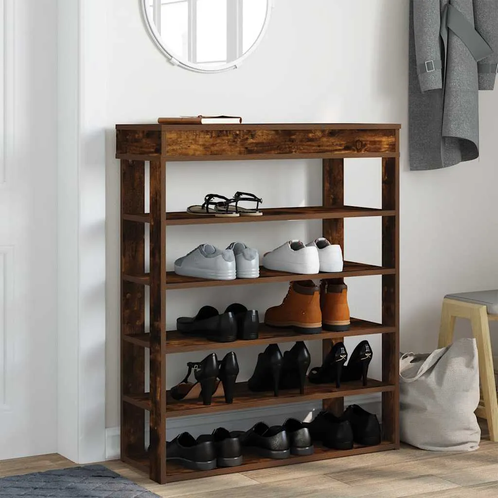 Shoe Rack Smoked Oak 80x30x98 cm Engineered Wood