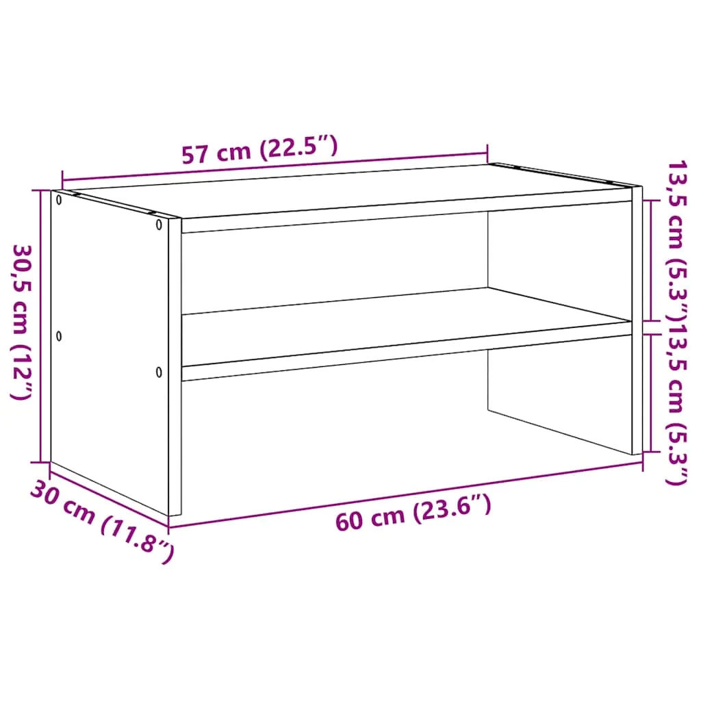 Shoe Rack Stackable Grey Sonoma 60x30x30.5 cm