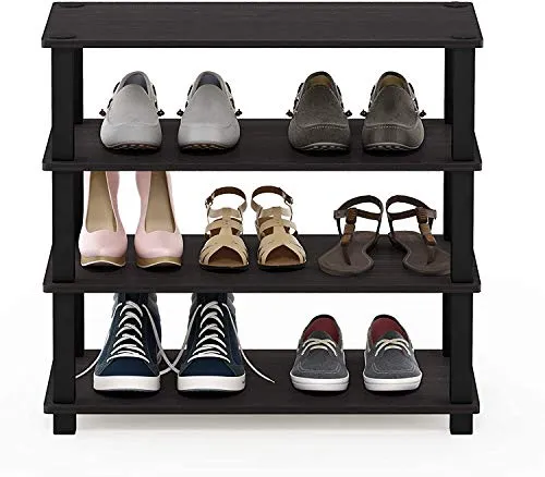 STAR WORK Shoe Rack For Home | Wooden Particle Footwear Stand and Shelves | Floor Standing 4 Tier Shoes Shelf | All Weatherproof | Indoor Outdoor | (Size-56.5(H) X59.5(L) X29.5(W) Cms)