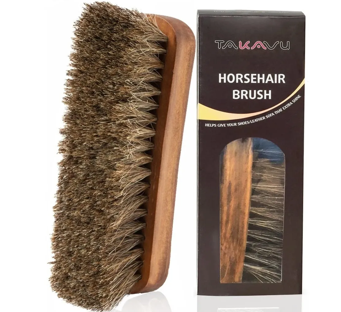 TAKAVU 6.7" Horsehair Shoe Shine Brush