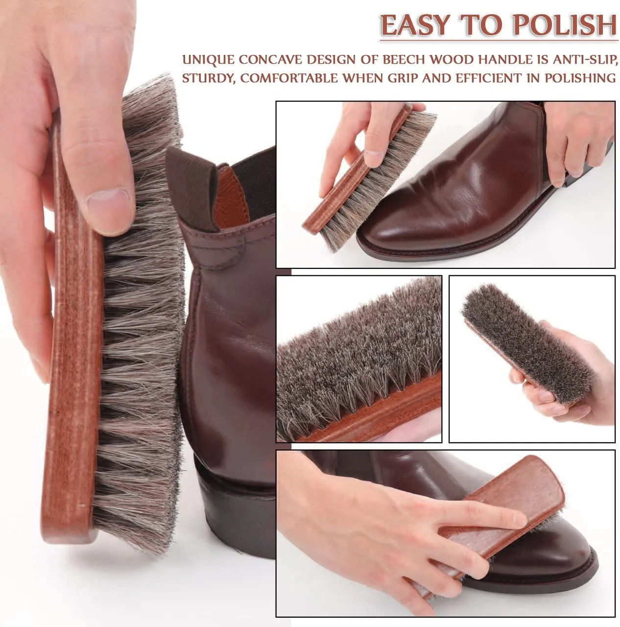 TAKAVU 6.7" Horsehair Shoe Shine Brush