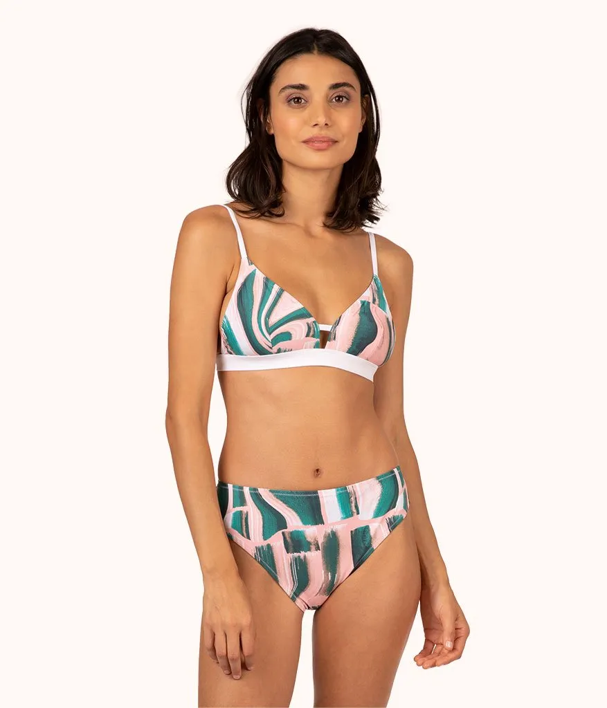 The Swim High Waist Bottom - Print: Paint Brush