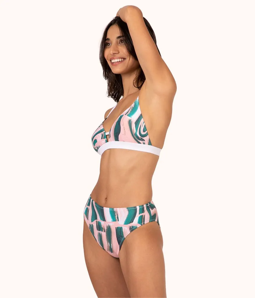 The Swim High Waist Bottom - Print: Paint Brush