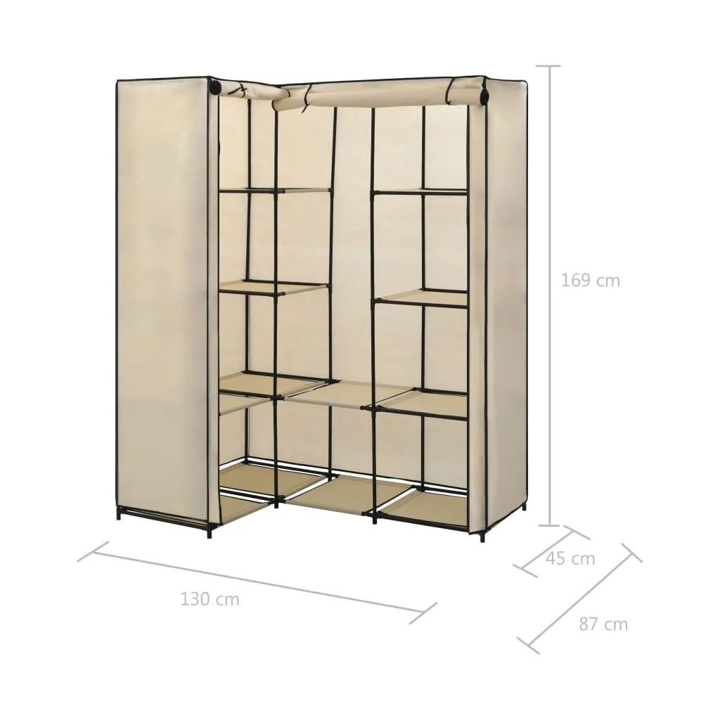 vidaXL Corner Wardrobe Cream 130x87x169 cm