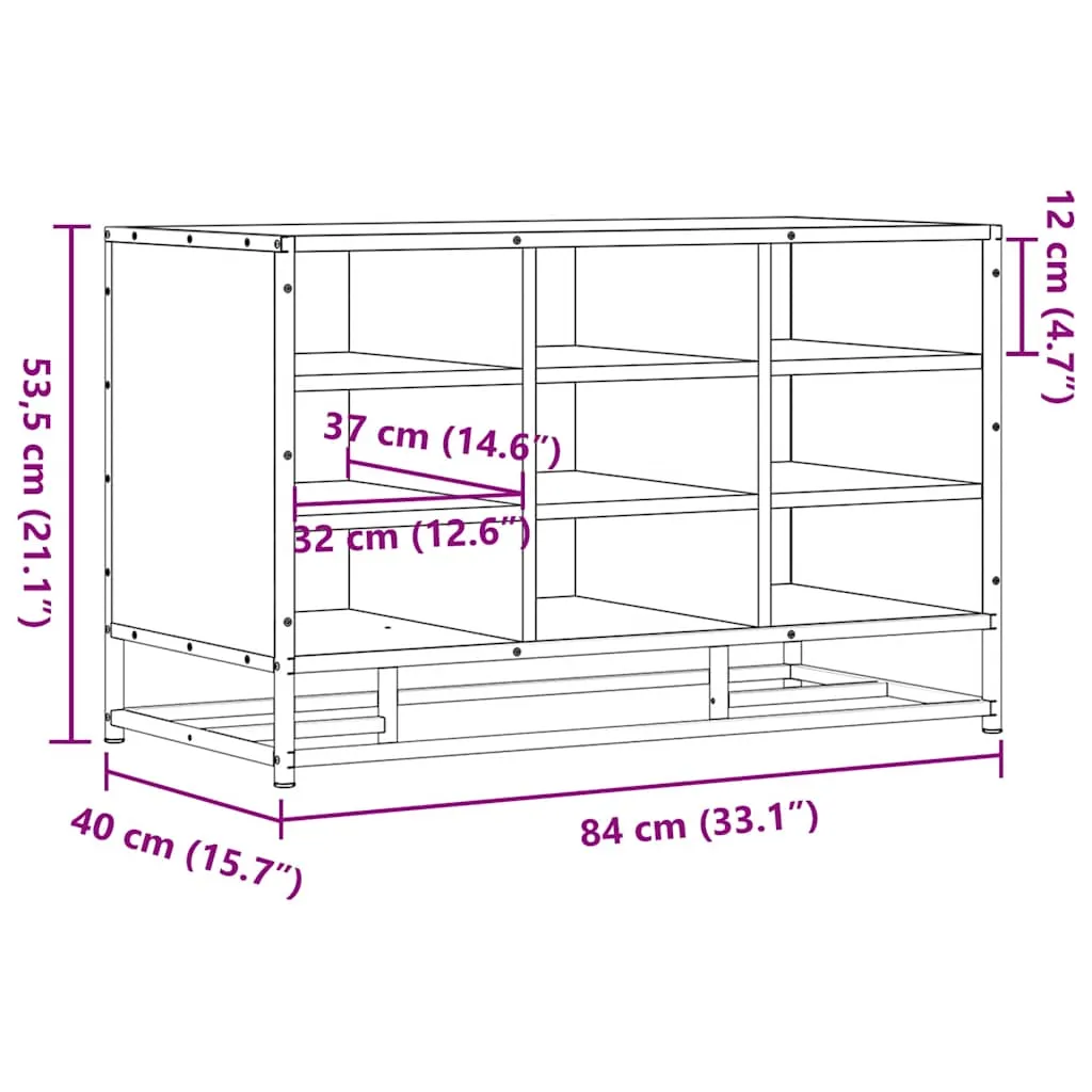 vidaXL Shoe Bench Smoked Oak 84x40x53.5 cm Engineered Wood and Metal