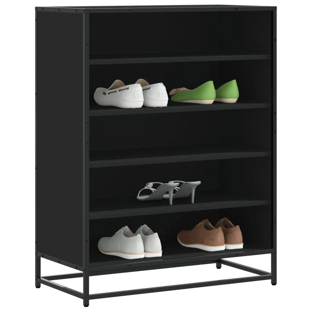 vidaXL Shoe Cabinet Black 75x38x97.5 cm Engineered Wood and Metal