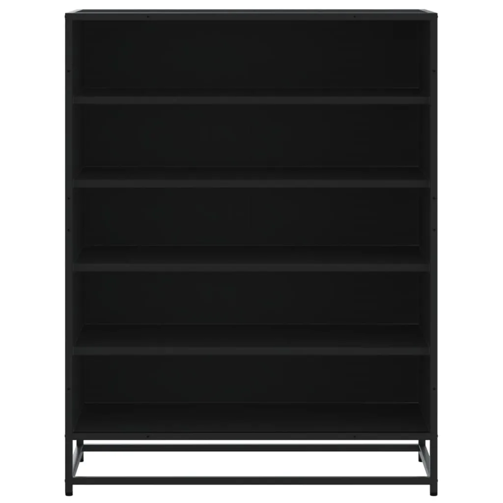 vidaXL Shoe Cabinet Black 75x38x97.5 cm Engineered Wood and Metal