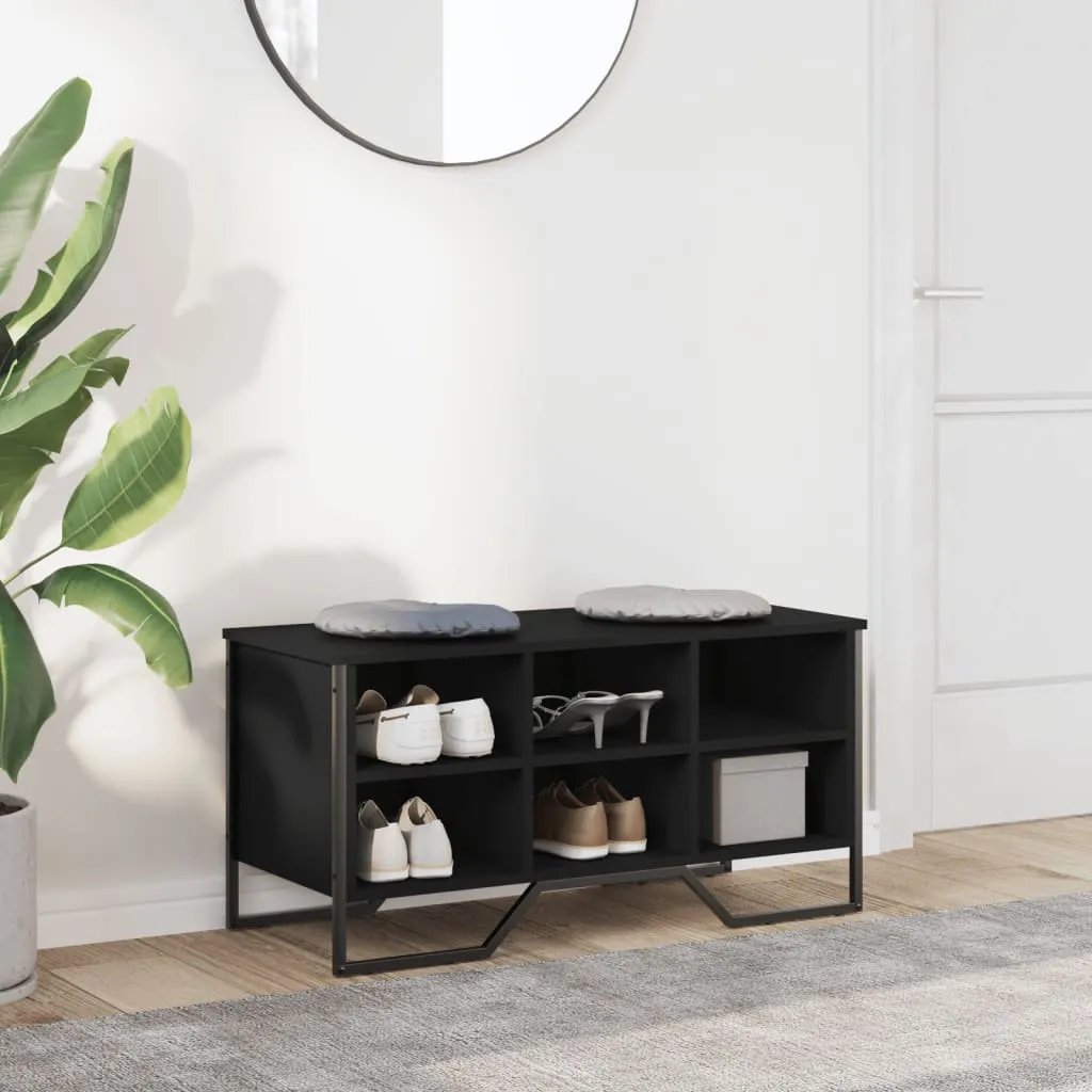 vidaXL Shoe Cabinet Black 90x38x45.5 cm Engineered Wood