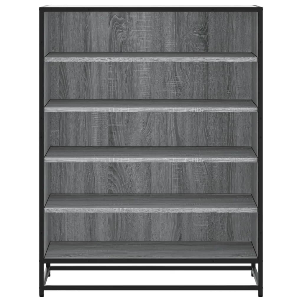 vidaXL Shoe Cabinet Grey Sonoma 75x38x97.5 cm Engineered Wood and Metal