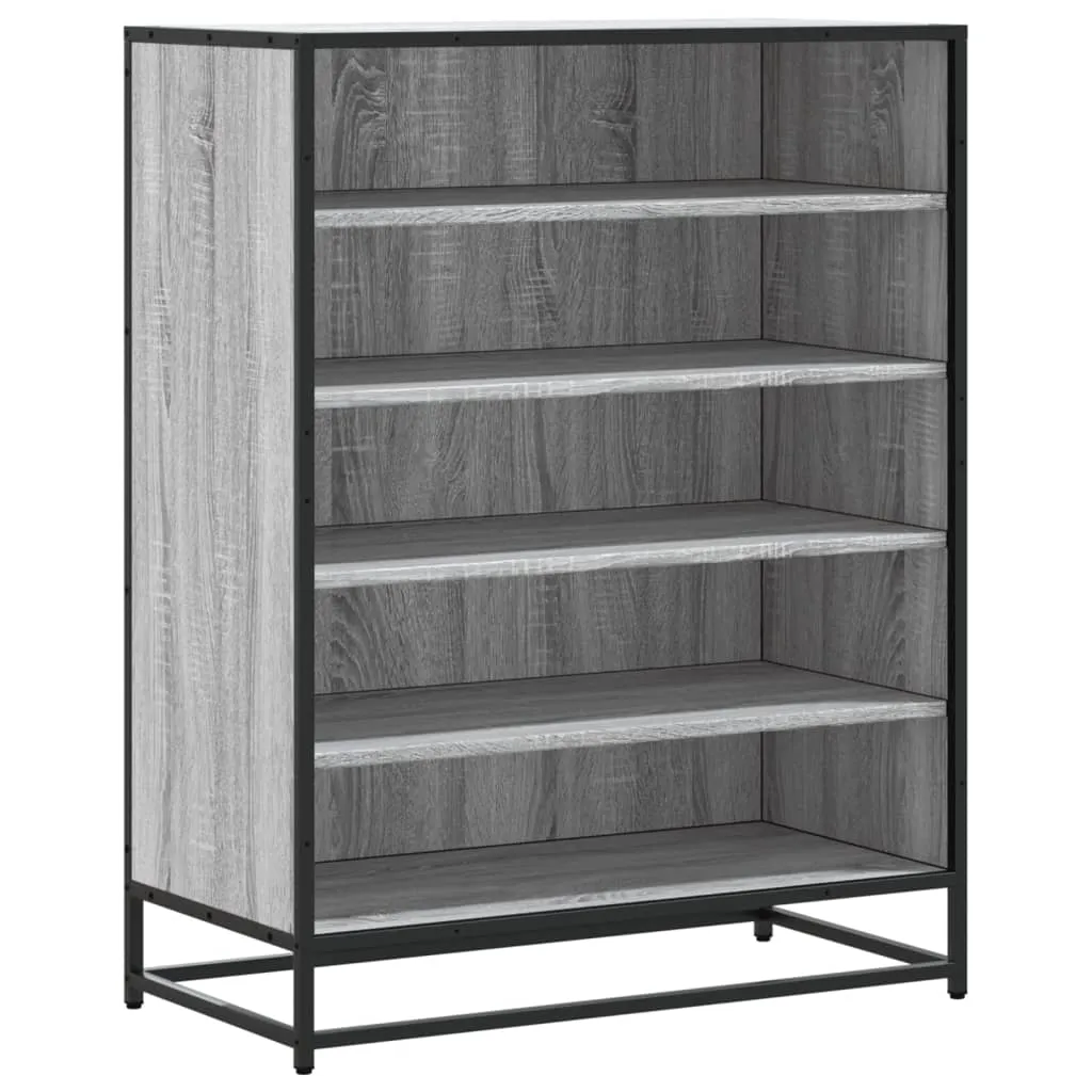 vidaXL Shoe Cabinet Grey Sonoma 75x38x97.5 cm Engineered Wood and Metal