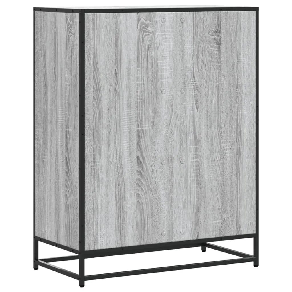 vidaXL Shoe Cabinet Grey Sonoma 75x38x97.5 cm Engineered Wood and Metal