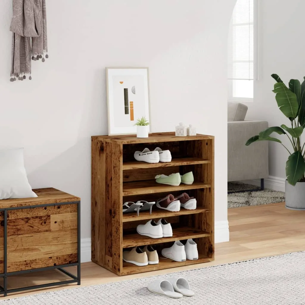 vidaXL Shoe Cabinet Old Wood 60x35x70 cm Engineered Wood