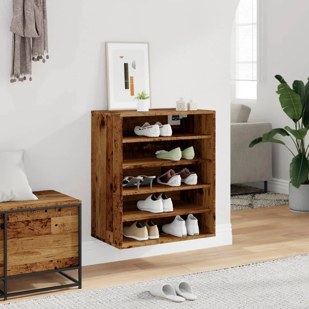 vidaXL Shoe Cabinet Old Wood 60x35x70 cm Engineered Wood