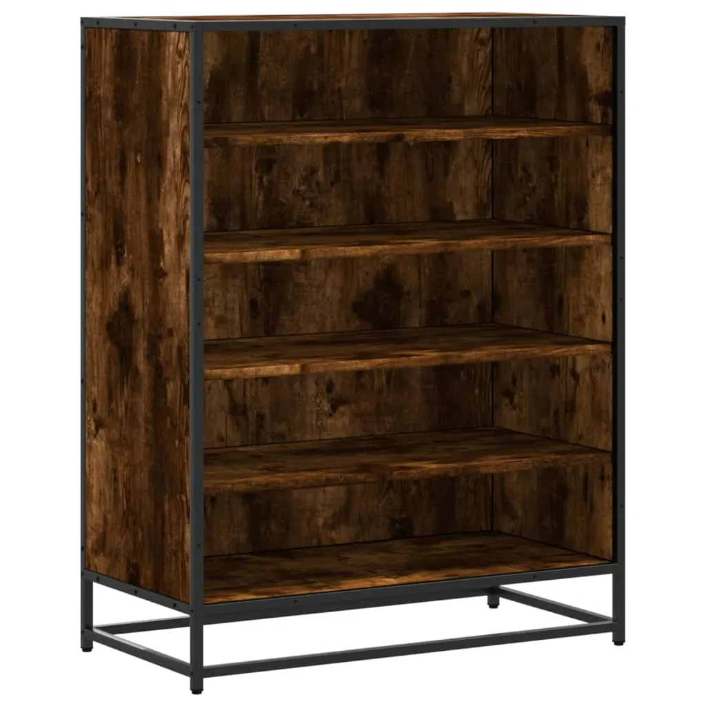 vidaXL Shoe Cabinet Smoked Oak 75x38x97.5 cm Engineered Wood and Metal