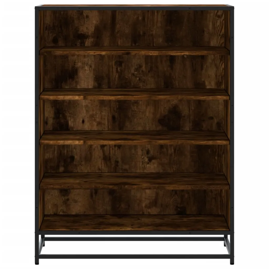 vidaXL Shoe Cabinet Smoked Oak 75x38x97.5 cm Engineered Wood and Metal