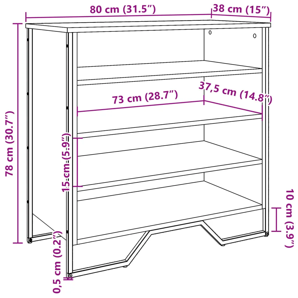 vidaXL Shoe Cabinet Sonoma Oak 80x38x78 cm Engineered Wood