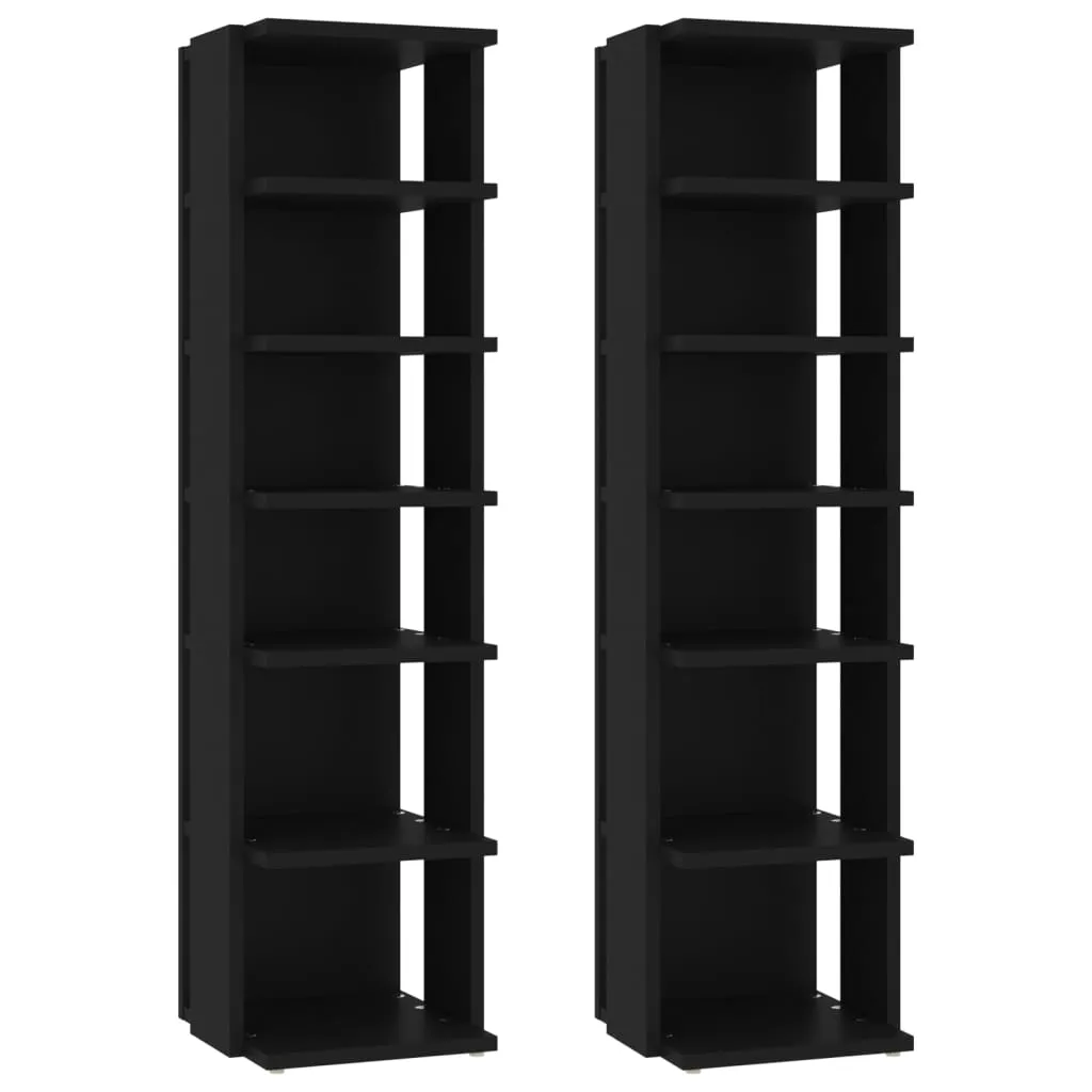 vidaXL Shoe Cabinets 2 pcs Black 27.5x27x102 cm