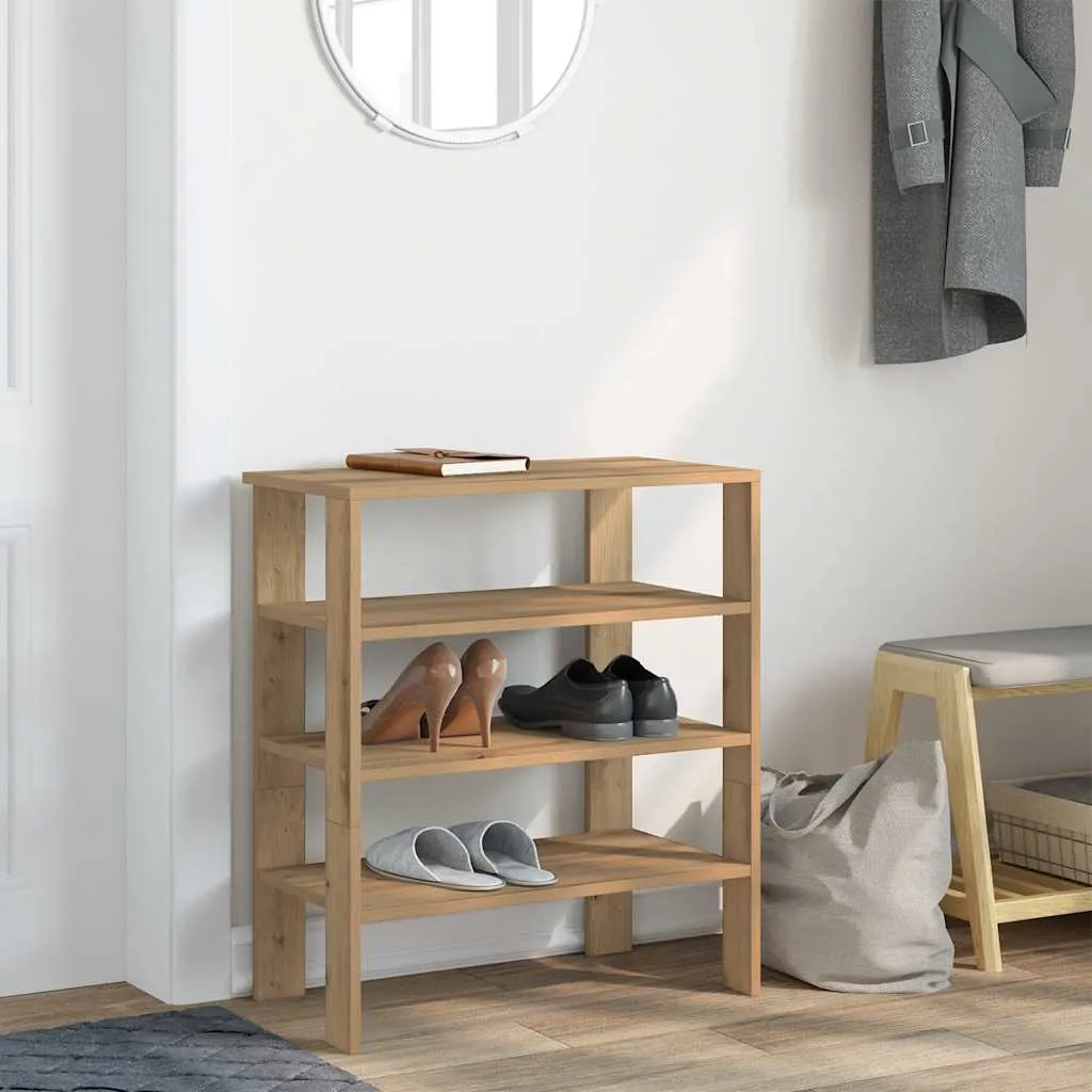 vidaXL Shoe Rack Artisan Oak 61x32x70 cm Engineered Wood