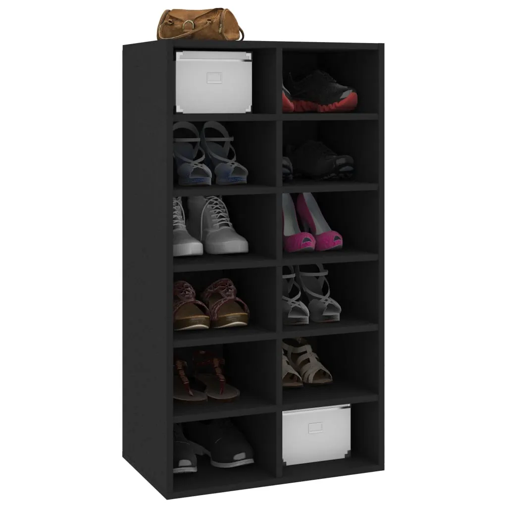 vidaXL Shoe Rack Black 54x34x100.5 cm Engineered Wood