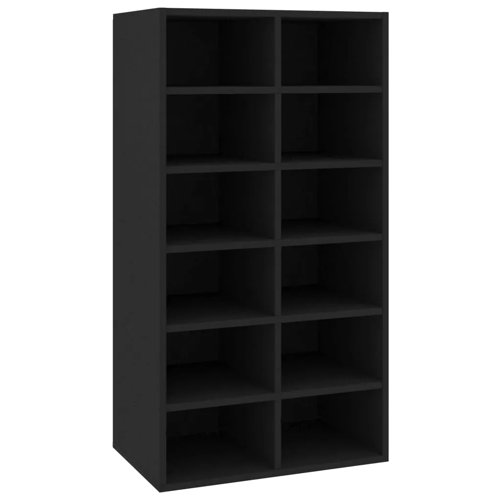 vidaXL Shoe Rack Black 54x34x100.5 cm Engineered Wood