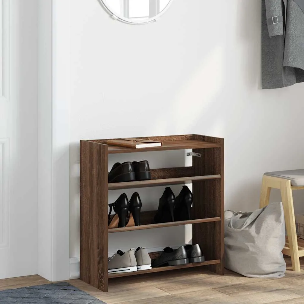 vidaXL Shoe Rack Brown Oak 60x25x62 cm Engineered Wood