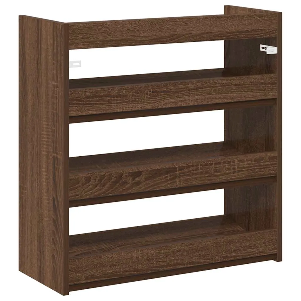 vidaXL Shoe Rack Brown Oak 60x25x62 cm Engineered Wood