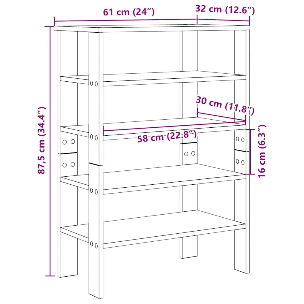 vidaXL Shoe Rack Brown Oak 61x32x87.5 cm Engineered Wood