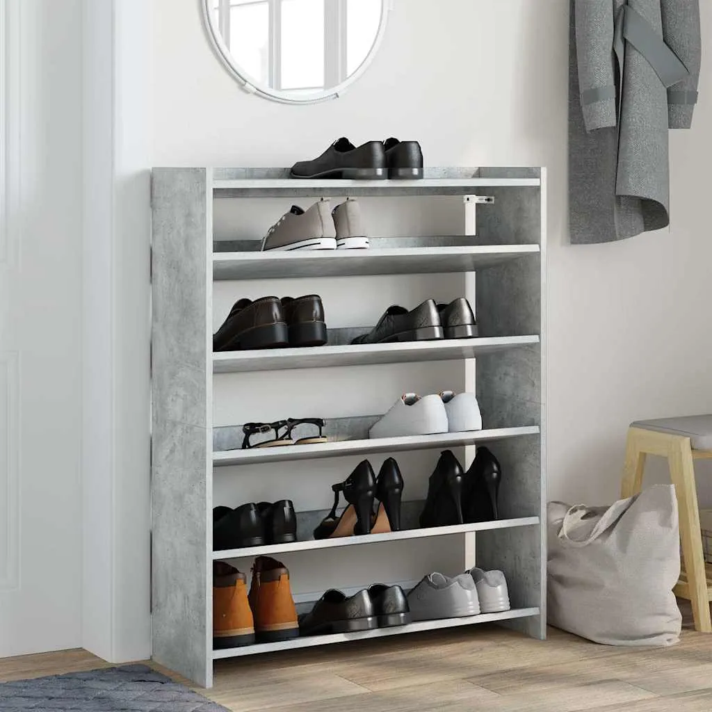 vidaXL Shoe Rack Concrete Grey 80x25x100 cm Engineered Wood