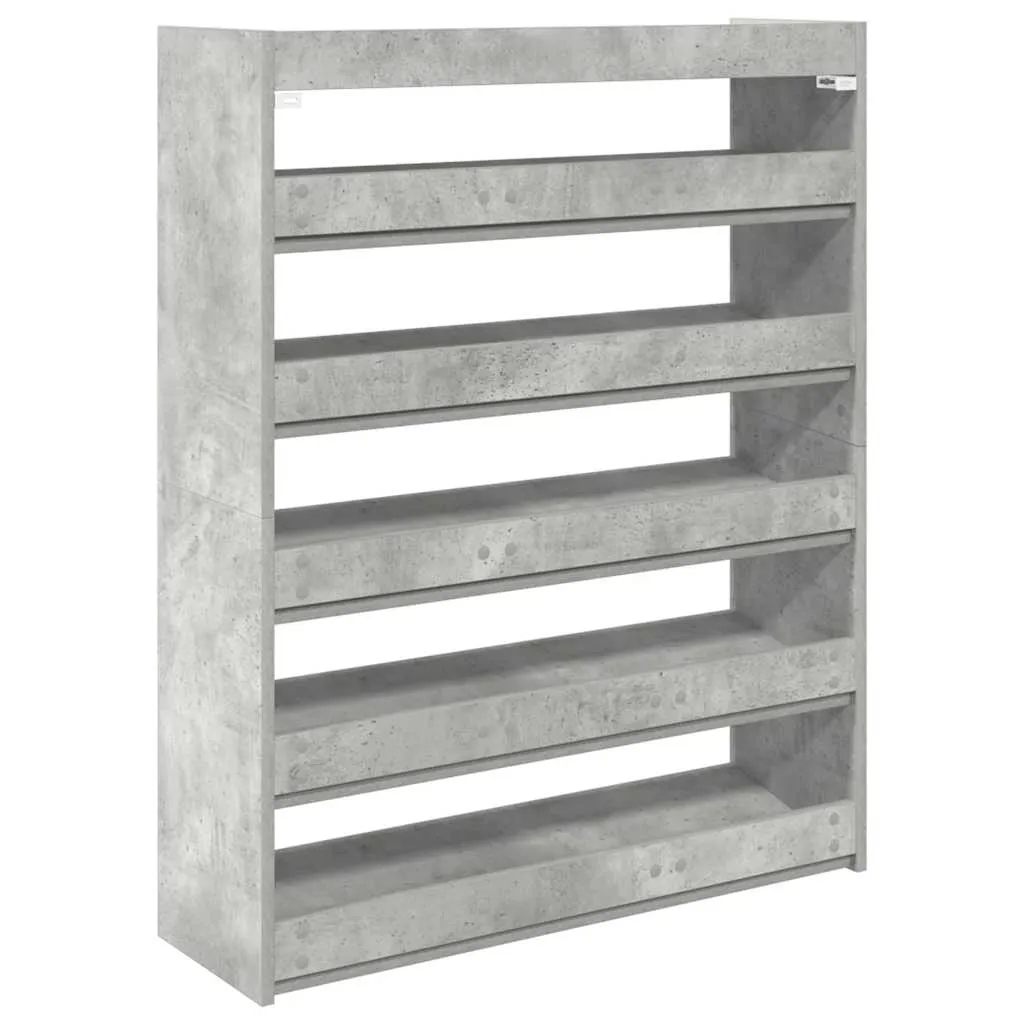 vidaXL Shoe Rack Concrete Grey 80x25x100 cm Engineered Wood