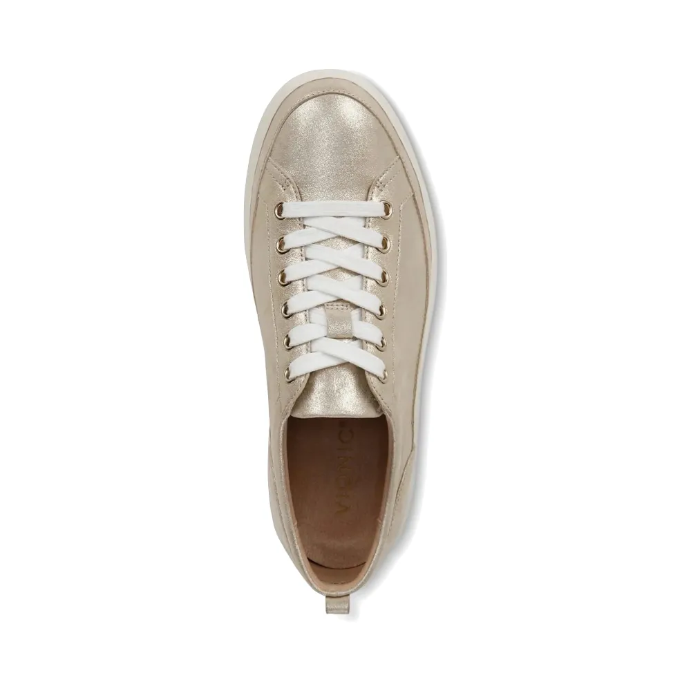 Vionic Women's Winny Leather Tie Sneaker in Gold