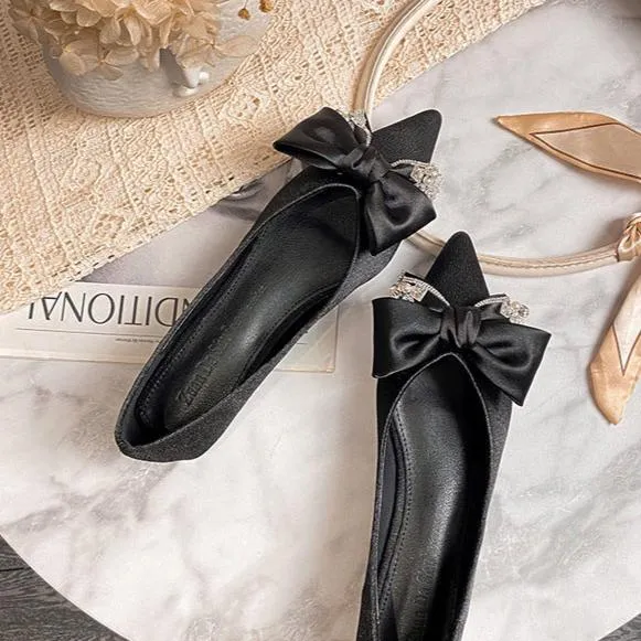 Women's Flat Bow Pointed Toe Comfortable Ballet Shoes