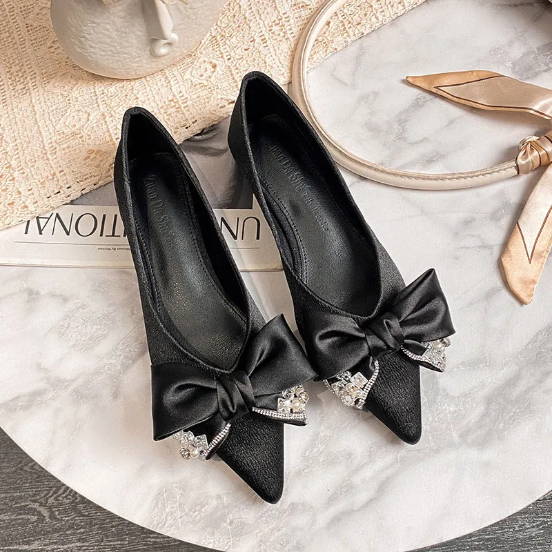 Women's Flat Bow Pointed Toe Comfortable Ballet Shoes